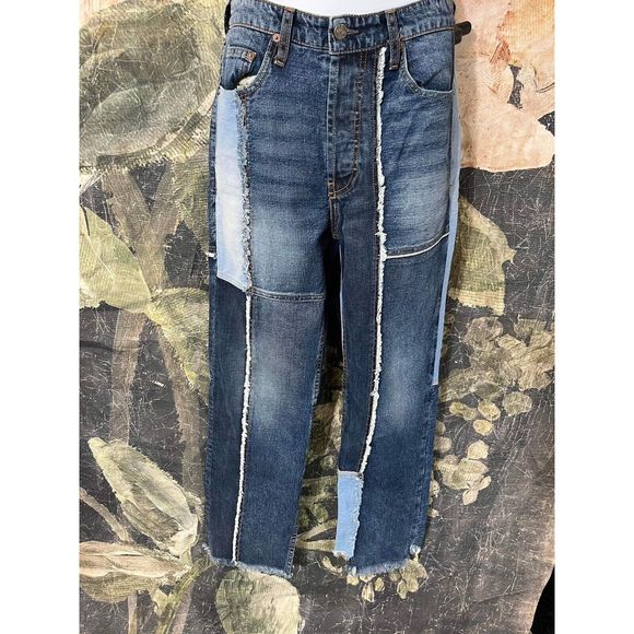 New Free People X Dr. Collectors Denim Patchwork Jeans Size Xs - Picture 5 of 10